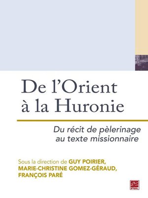 cover image of De l'Orient à la Huronie